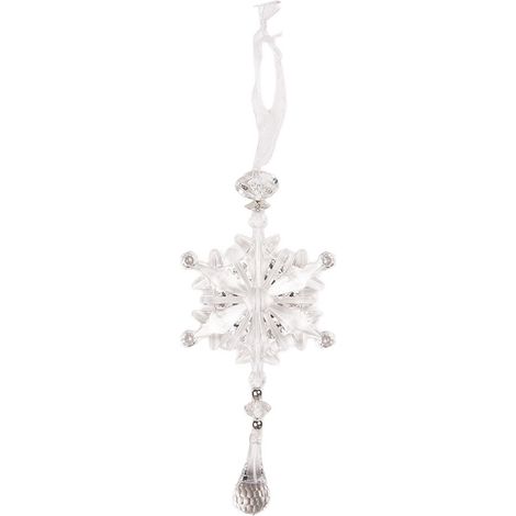 Suspension Flocon de Neige Décoration de Noël en Plastique Transparent 7 x 2 x 15 cm - PANGIVO (1/2)