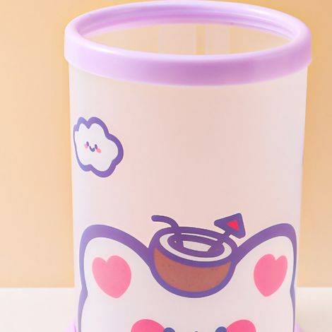 Porte-stylo rond pliable et créatif, motif ours en noix de coco, frais et mignon, idéal pour Instagram, boîte de rangement pour bureau d'étudiant.