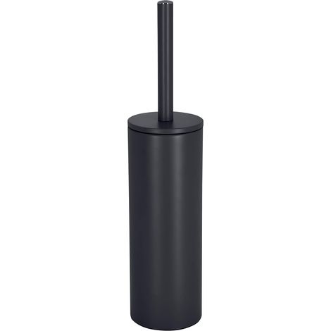 1 - Brosse WC - Support Acier - Tête Interchangeable - Récipient Hygiénique Fermé - Pour Salle De Bain - Noir Mat - 40x9.5x9.5 cm