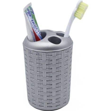 Portacepillos baño Rattan 300 ml Gris (1/4)