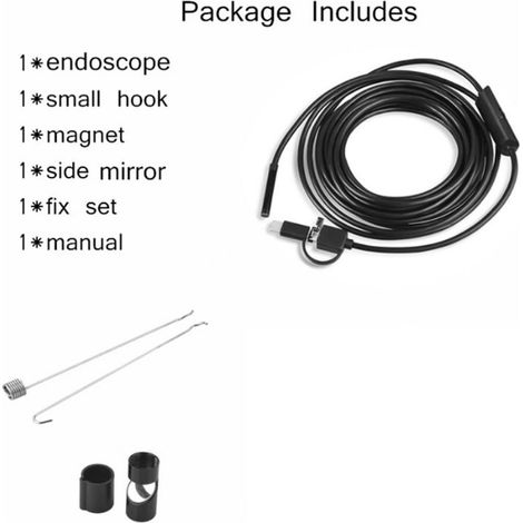 Endoscope Camera USB 720P Endoscope Camera, IP67 Waterproof 8mm Probe Inspection Cameras 10m Semi-Rigid Cable with 6 LEDs, Type-C Compatible with OTG Android Phones, PC -10M Cable (1/5)