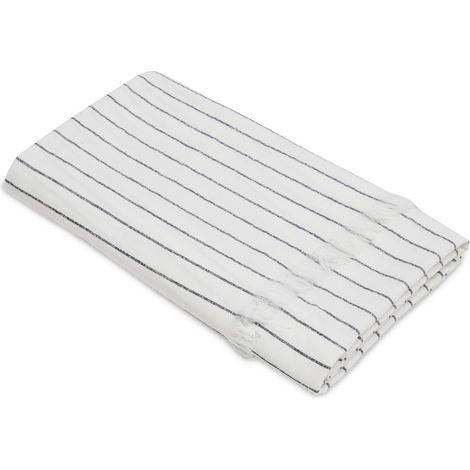 Drap de plage 95x180 cm mousseline de coton collection LANA FOUTAS avec franges neige (1/5)