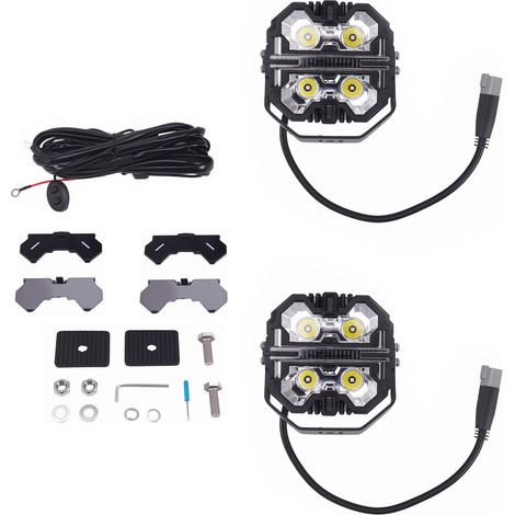 Luce di guida a LED fuoristrada con fascio di luce laterale bianco e ambra DRL (1/5)