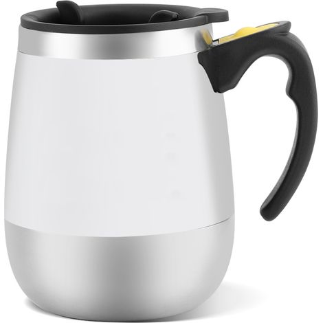 Tasse à café électrique blanche auto-mélangeuse en acier inoxydable, gobelet mélangeur magnétique à agitation (1/5)