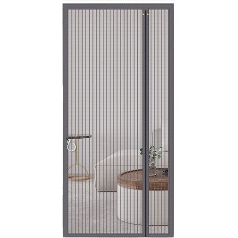 Moustiquaire magnétique pour porte 90 x 210 cm, rideau anti-insectes auto-fermant avec Velcro, sans perçage, pour portes de terrasse et balcon, adaptée aux animaux, gris (1/5)