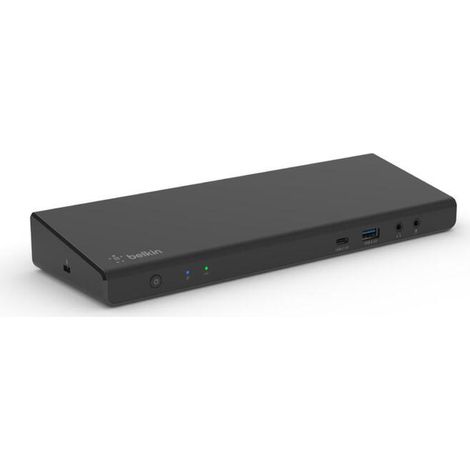 Belkin estación de acoplamiento, USB hub y concentrador DisplayLink para tres pantallas con 3 puertos HDMI, 2 DisplayPort, 1 de 3,5 mm para micrófono/altavoz, 5 USB-A y 1 Gigabit Ethernet, 85 W (PD) (1/4)