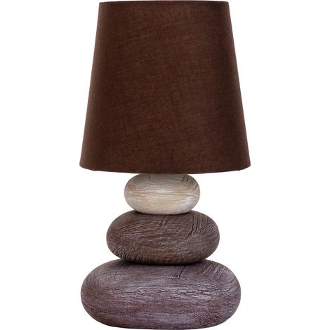 Naeve STONEY Lampe de table avec abat-jour rond conique marron 1xE14 (1/5)
