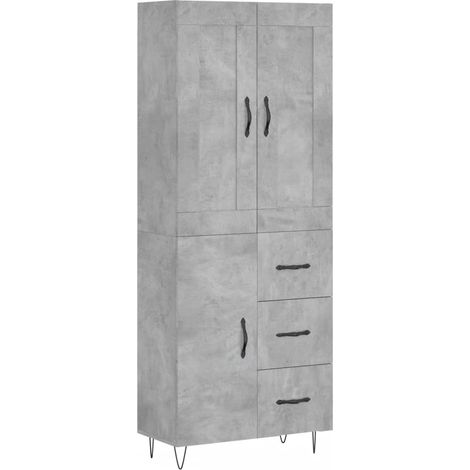 Maison Exclusive - Buffet haut Gris béton 69,5x34x180 cm Bois d'ingénierie (1/5)