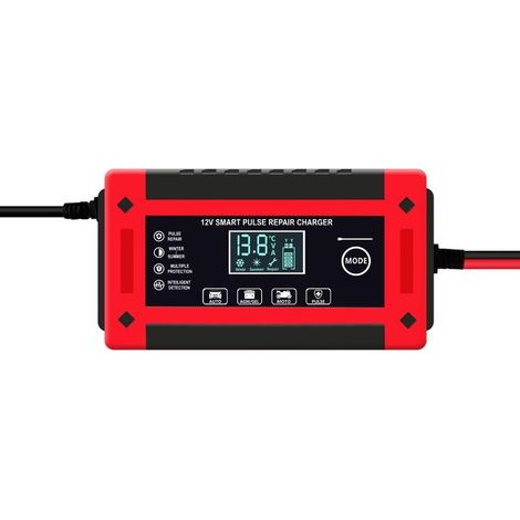 12V 6A JauneChargeur de batterie de voiture 12V 6A à alimentation directe avec affichage intelligent, chargeur de batterie au plomb-acide pour moto compatible avec les batteries au plomb-acide. (1/4)