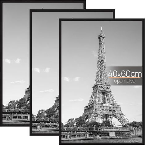 Cadre 40x60 cm pour Poster, Cadres Photo 60x40 cm, Noir, 3 Pack (1/5)