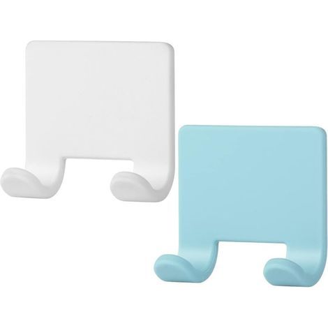 ZOLGINAH Gancio adesivo da parete per doccia, porta spazzola per capelli, porta spazzola da bagno, ganci decorativi in silicone antiruggine per doccia, asciugamano, spugna (set da 2 - bianco + blu) (1/5)