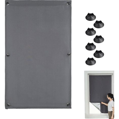 Protection solaire universelle à ventouses Gris 60 x 93 cm Sans perçage Toile d'ombrage Protection solaire pour fenêtre avec ventouses Toile d'ombrage à ventouses Store Protection solaire pour (1/5)
