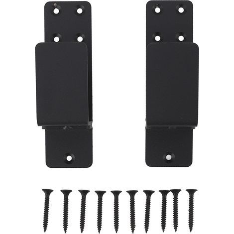 Supports de Barricade de porte en acier au carbone, 2 pièces, support de barre ouverte, Installation facile, support en U pour Garage, grange, planches 2x4, noir (1/5)