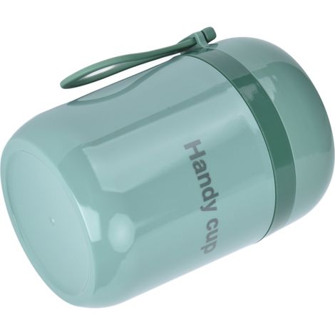 Boîte à soupe isotherme 500 ml, double compartiment anti-brûlure, avec cuillère pliable, idéale pour le bureau et l'école, couleur vert nordique. (1/5)