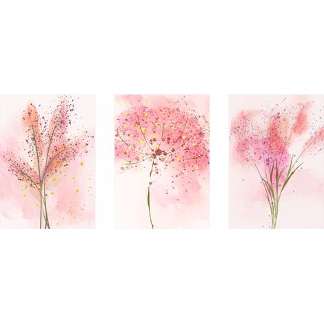 Posterset – rosa Pflanzen, abstrakt, modern PLN017 (1/5)