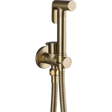 Pistola rociadora de inodoro de latón dorado cepillado de alta presión - Boquilla de cobre, descarga manual para la limpieza diaria del inodoro