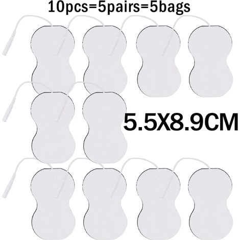 Lot de 10 électrodes de rechange auto-adhésives de 2 mm pour stimulateur musculaire TENS carré, masseur électrique numérique 01227