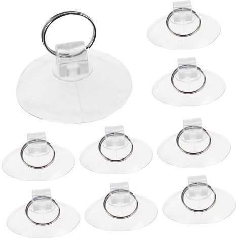 Lot de 10 Crochets Ventouses Solides en Pvc Transparents avec Anneaux, Réutilisables et Amovibles, Cuisine et Fenêtres sans Trace (1/5)