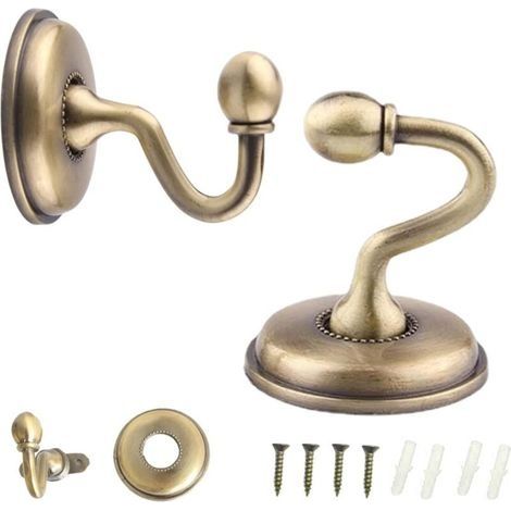 Lot de 2 embrasses de rideaux en alliage d'aluminium – Support mural en forme de U – Installation rapide et facile – Pour chapeaux et vêtements (1/5)