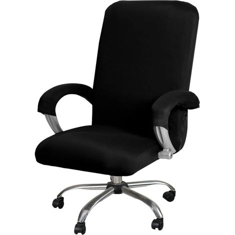 [JAMAIS UTILISÉ] Housse de Chaise de Bureau, Extensible Housses de Chaise Rotatif Lavable Couverture de Chaise Housse de Fauteuil pour Chaise de Bureau Rotatif(Noir,L)
