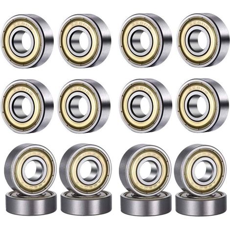 Lot de 20 roulements à billes miniatures à gorge profonde 608 ZZ (8 mm x 22 mm x 7 mm) en métal à double blindage pour patins en ligne (1/4)