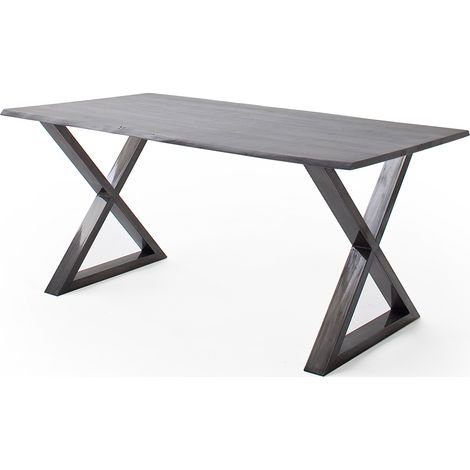 Esszimmer Tisch 180x90 cm, Akazie massiv, grau sandgestrahlt - COSENZA-06 (1/3)