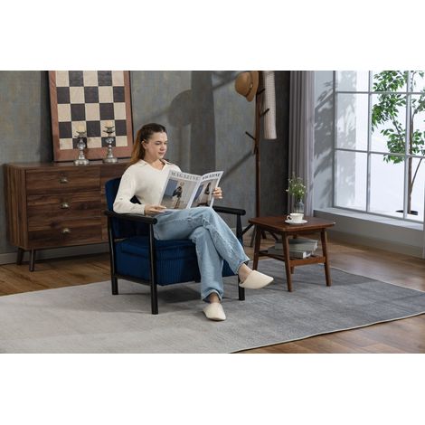 Fauteuil d’accent médiéval moderne en bois rembourré,soutien lombaire,parfait pour salon,chambre et véranda (1/5)