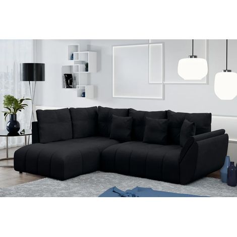 AX LIVING Ecksofa mit Schlaffunktion Corleone L Sofa Schwarz 268 cm