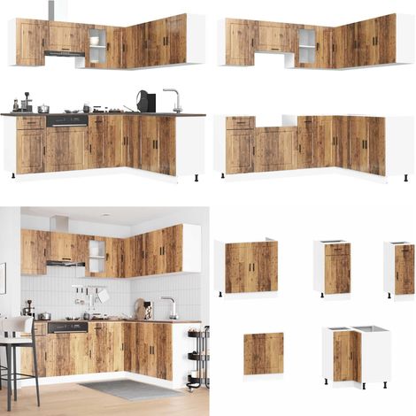 vidaXL 11-tlg. Küchenschrank-Set Porto Altholz-Optik Holzwerkstoff (1/5)