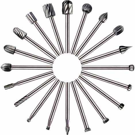 Fraises Rotatives - 20Pcs Embouts de Fraisage HSS Fraise Bois Outil de Routage du Bois avec 3mm Tige/Accessoires Outil Rotatif pour Bricolage Menuiserie, Gravure (1/5)