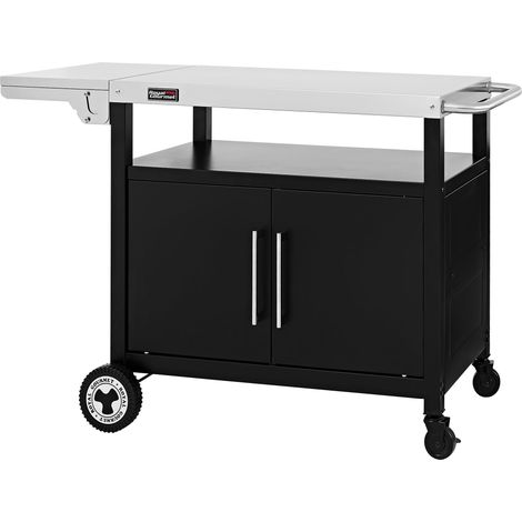 Royal Gourmet Carrello per Barbecue con Tavolo Laterale Pieghevole, con Manico per Asciugamani, mobiletto, Trolley con Piano in Acciaio Inox, Carrello da Portata con Ruote (1/5)