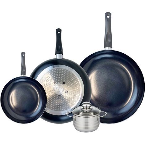 Ensemble de 3 Poêles de cuisson 20, 28 et 32 cm et 1 faitout 12 cm Elo Prima Brillant (1/5)