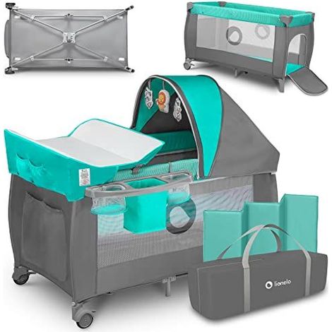 Lionelo Sven Plus lit parapluie turquoise et gris