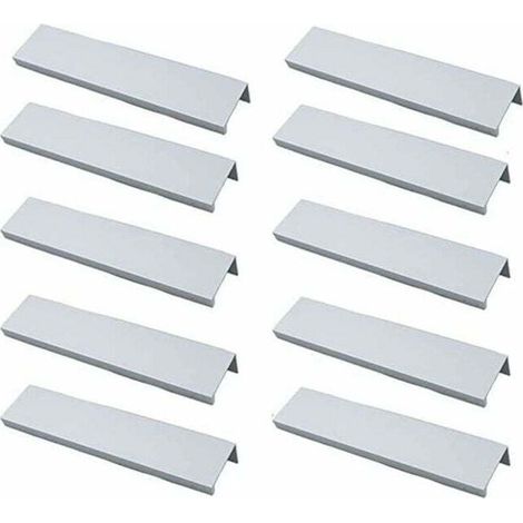 Lot de 10 poignées de meuble invisibles en aluminium brossé – Entraxe 96mm – Résistance à la rouille – Installation facile avec vis fournies (1/5)