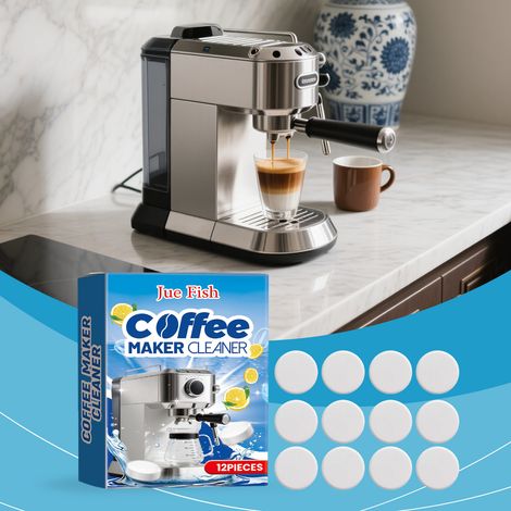 Reinigungstabletten für Kaffeemaschinen – 12 Stück, universell einsetzbare Haushaltsreinigungstabletten zur Entfernung von Flecken und Kalk sowie zur Reinigung von Filtern. -- DE (1/5)