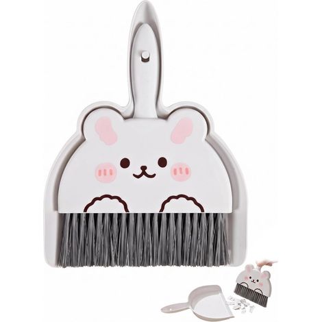 Ensemble Mini Pelle et Balayette Design Lapin, 1 Kit de Nettoyage et Petit Ramasse Poussière pour Balayer Miettes de Table, Bureau, Clavier d'Ordinateur (1/5)