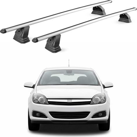 OMAC Aluminium Dachträger Querträger für Opel Astra H Schrägheck Kombi Limo 2004-2009 – TÜV / DIN 75302:2019 – Abschließbar – T-Nut – Max. 75 kg – 2 Stangen – Silber (1/5)