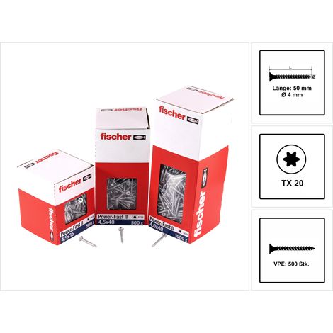 fischer Power-Fast II 4,0x50 SK blvz VG TX 50 500 Stk