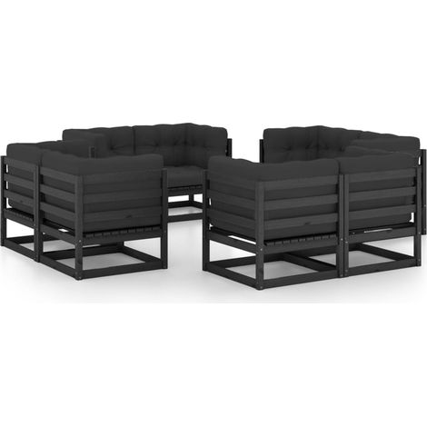 Salon de jardin 8 pcs Ensemble Table et Chaise de Jardin - avec coussins Bois de pin massif BV974537 - BonneVie (1/5)