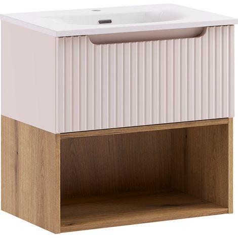 Riva Cashmere y madera mueble bajo lavabo 60cm (1/4)