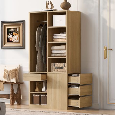 Offener Kleiderschrank 91 x 50 x 170 cm aus MDF und Sperrholz, Holzoptik – MEUBLIV (1/5)