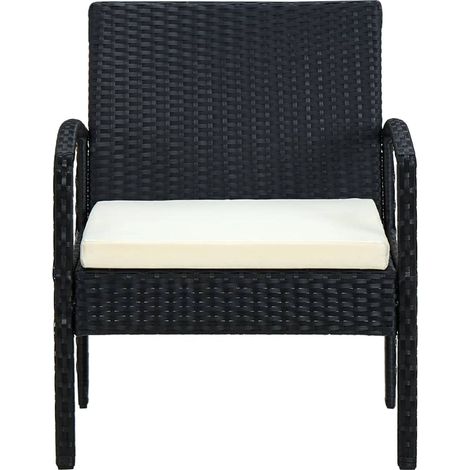 Chaise de jardin et de camping, Chaise de relaxation, avec coussin Résine tressée Noir OIB5412E (1/5)