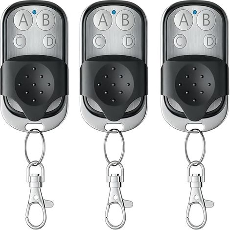 Juego de 3 mandos a distancia universales para puertas de garaje - 433 MHz - Mando a distancia de 4 botones para abrepuertas de garaje, portones enrollables, puertas e interruptores. (1/5)
