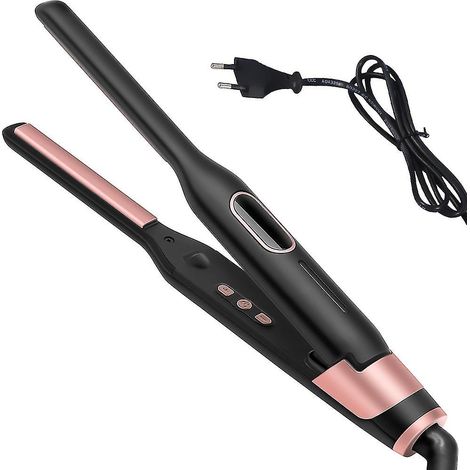 Fer à lisser Kipozi Pencil, petit fer à lisser pour cheveux courts et coupes pixie, lisseur en titane de 0,3 pouce pour barbe et cheveux, avec température variable et double tension. (1/3)
