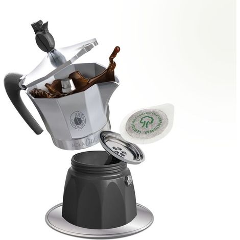 Caffe-borbone MokaCiao cafetière bleu 3 tasses design élégant (1/4)