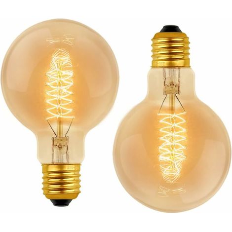 Lampadina a globo vintage G80 E27 dimmerabile 60W bianco caldo 2700K, 600lm, lampadine decorative a incandescenza retrò E27 a filamento di tungsteno a spirale, confezione da 2