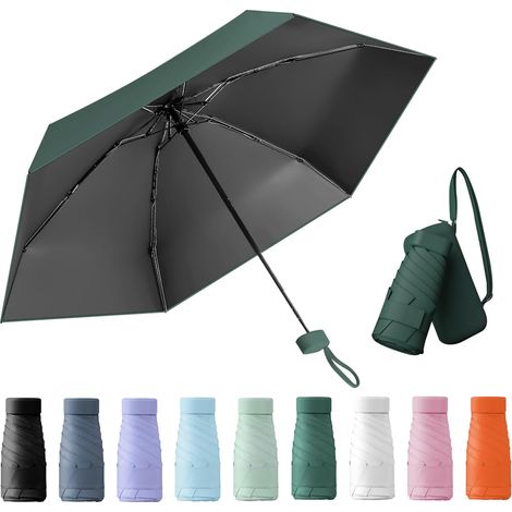 Parapluie compact pliable, anti-UV, mini, livré avec étui capsule de voyage, imperméable et coupe-vent. (1/5)