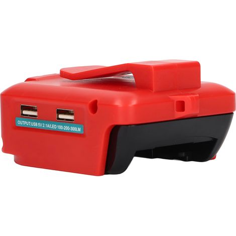 Adaptateur secteur USB pour batterie au lithium avec lampe de travail LED et fixation ceinture pour 14,4-20 V ADP05 12 V CC Type B