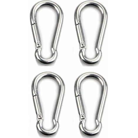 Moschettone montare 4 pezzi per un uso intensivo, sport, cani in blocco, amaca, altalena, in acciaio inox 304, spessore 8 mm (1/5)