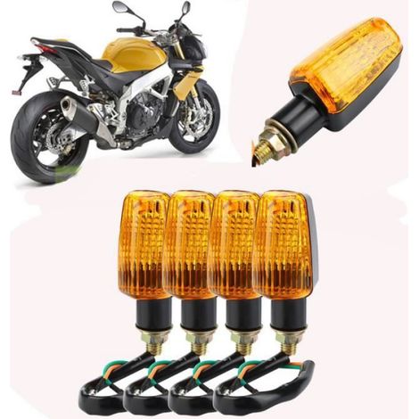 Clignotant Moto - 4 Pièces - LED Ambre - Étanche - 12 V DC - Câble 25,5 cm - Universel (1/4)